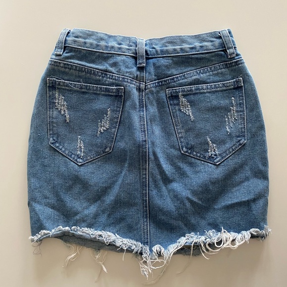 Denim Mini Skirt with Rips - Picture 2 of 3